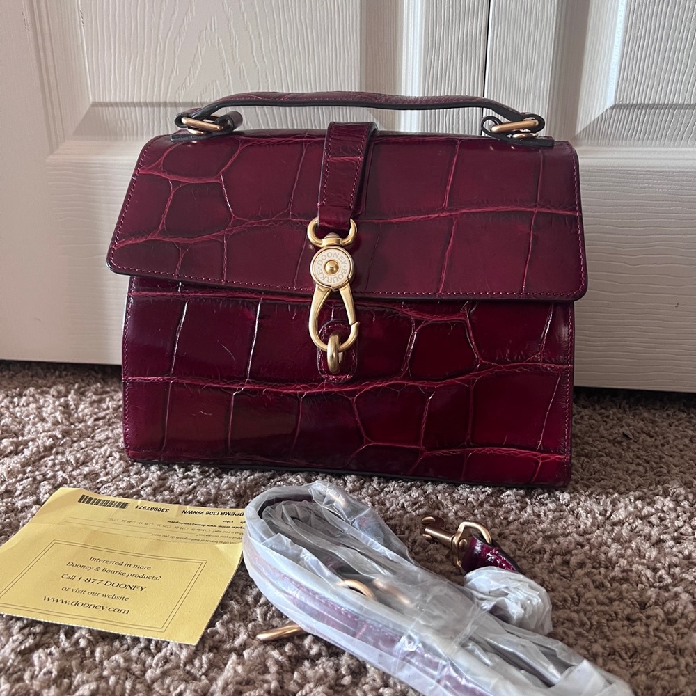 Dooney and Bourke leather croc embossed top handle satchel